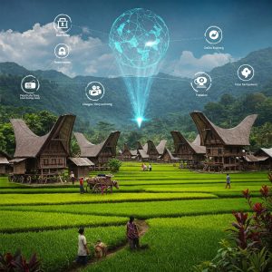 Gambar ilustrasi pembangunan desa yang didukung teknologi digital